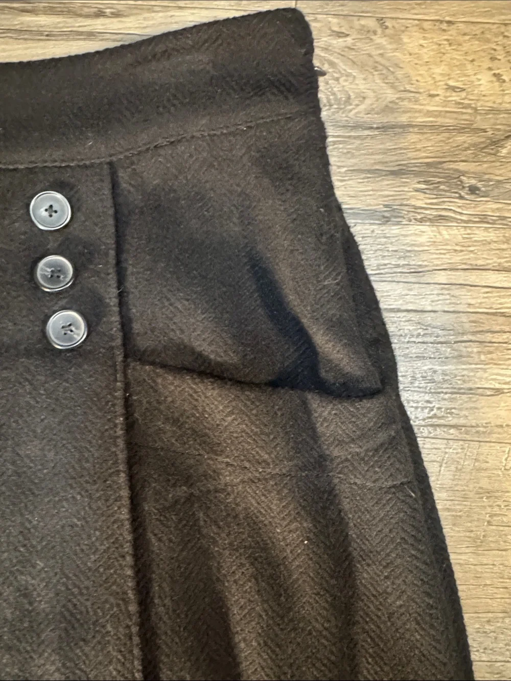 Free People Black Mini Skirt with Button Front Detailing - Size 6